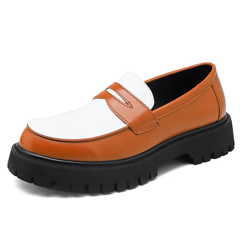 2026 High Quality Road PU Leather Shoes Outdoor Platform Slip-on Black and White Loafers Dress Shoes for Men